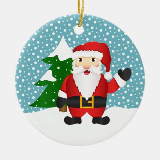 サンタクロースカスタムの家族の名前とクリスマス セラミックオーナメント (正面)