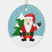 サンタクロースカスタムの家族の名前とクリスマス セラミックオーナメント (左)