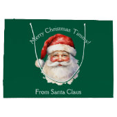 サンタクロースカスタムキッズクリスマスからクリスマスの緑 ラージペーパーバッグ (裏面)