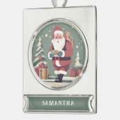 サンタクロースカスタムクリスマス半モダン世紀 シルバープレートバナーオーナメント (左)