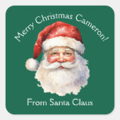 サンタクロースカスタムグリーンキッズクリスマスプレゼントから スクエアシール (正面)