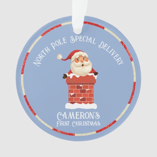 サンタクロースカスタムチムニー初めてのクリスマス オーナメント (正面)