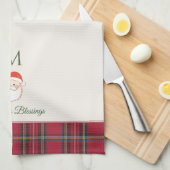 サンタクロースカスタムモノグラムクリスマス キッチンタオル (四つ折り)