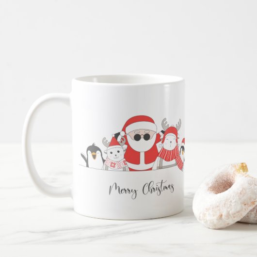 サンタクロースカッコいいクリスマス コーヒーマグカップ (ドーナツ)