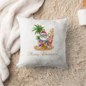 サンタクロースカッコいい、パームツリー、ビーチ《写真》ぼけ味 クッション (ブランケット)