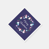 サンタクロースカラフル雪だるまキャンディーケーンクリスマス スタンダードカクテルナプキン (角)