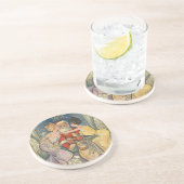 サンタクロースキスをするヴィンテージクリスマス コースター (側面)