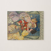 サンタクロースキスをするヴィンテージクリスマス ジグソーパズル (横)