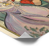 サンタクロースキスをするヴィンテージクリスマス ポスター (角)