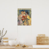 サンタクロースキスをするヴィンテージクリスマス ポスター (キッチン)