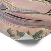 サンタクロースキスをするヴィンテージクリスマス ポスター (角)