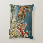 サンタクロースクリスマスアンティークスレイトインディア アクセントクッション (裏面(縦))