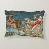 サンタクロースクリスマスアンティークスレイトインディア アクセントクッション (裏面)