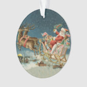 サンタクロースクリスマスアンティークスレイトインディア オーナメント (正面)