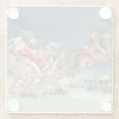 サンタクロースクリスマスアンティークスレイトインディア ガラスコースター (裏面)