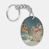 サンタクロースクリスマスアンティークスレイトインディア キーホルダー (正面左)