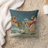 サンタクロースクリスマスアンティークスレイトインディア クッション (ブランケット)