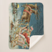 サンタクロースクリスマスアンティークスレイトインディア シェルパブランケット (正面)