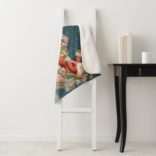 サンタクロースクリスマスアンティークスレイトインディア シェルパブランケット (インサイチュ)