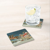 サンタクロースクリスマスアンティークスレイトインディア スクエアペーパーコースター (インサイチュ)