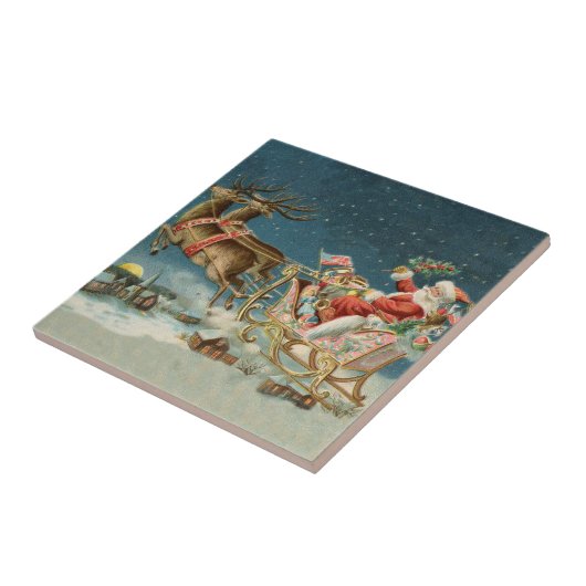 サンタクロースクリスマスアンティークスレイトインディア タイル (側面)