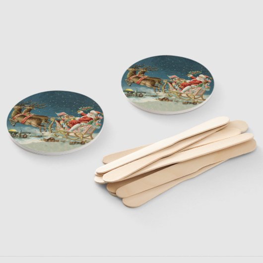 サンタクロースクリスマスアンティークスレイトインディア ハンドファン (組立なし)