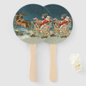 サンタクロースクリスマスアンティークスレイトインディア ハンドファン (正面&裏面)