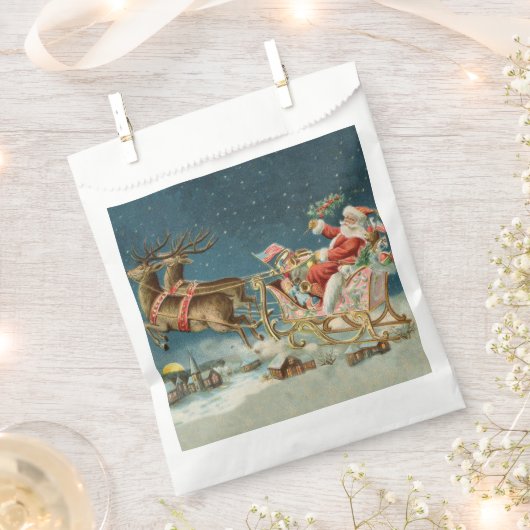 サンタクロースクリスマスアンティークスレイトインディア フェイバーバッグ (クリップ留めされた状態)