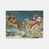 サンタクロースクリスマスアンティークスレイトインディア フリースブランケット (正面(横))
