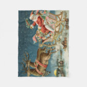 サンタクロースクリスマスアンティークスレイトインディア フリースブランケット (正面)