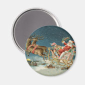 サンタクロースクリスマスアンティークスレイトインディア マグネット (正面/裏面)