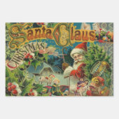 サンタクロースクリスマスアンティークスレイトインディア ラッピングペーパーシート (正面3)