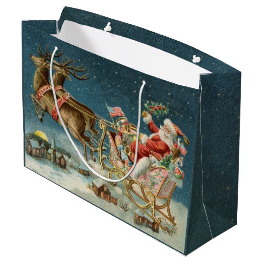 サンタクロースクリスマスアンティークスレイトインディア ラージペーパーバッグ (裏面アングル)