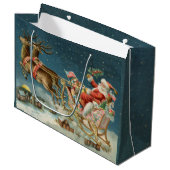 サンタクロースクリスマスアンティークスレイトインディア ラージペーパーバッグ (正面アングル)