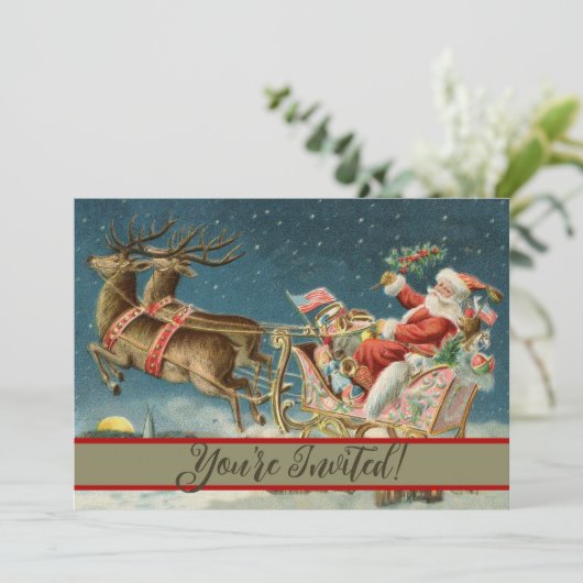 サンタクロースクリスマスアンティークスレイトインディア 招待状 (スタンド正面)