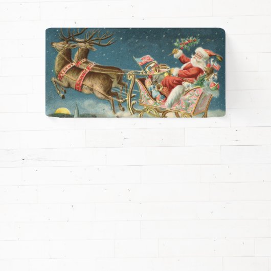 サンタクロースクリスマスアンティークスレイトインディア 横断幕 (インサイチュ)