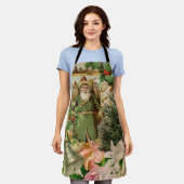 サンタクロースクリスマスアンティークビューティフルアート エプロン (着用した状態)