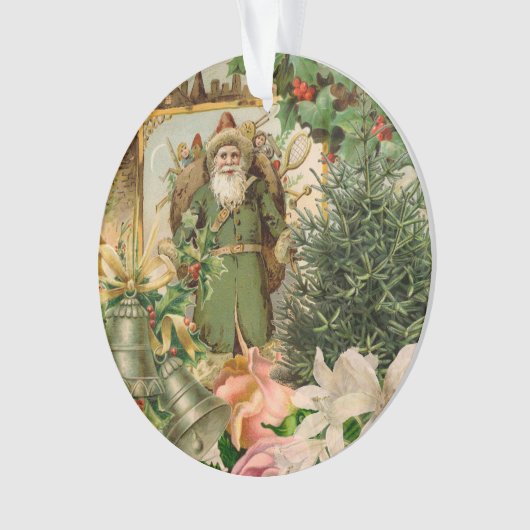 サンタクロースクリスマスアンティークビューティフルアート オーナメント (正面)