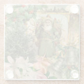 サンタクロースクリスマスアンティークビューティフルアート ガラスコースター (裏面)