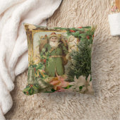 サンタクロースクリスマスアンティークビューティフルアート クッション (ブランケット)