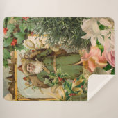 サンタクロースクリスマスアンティークビューティフルアート シェルパブランケット (正面(横))