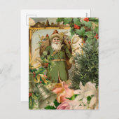 サンタクロースクリスマスアンティークビューティフルアート シーズンポストカード (正面/裏面)