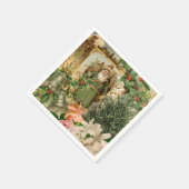 サンタクロースクリスマスアンティークビューティフルアート スタンダードカクテルナプキン (角)