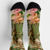 サンタクロースクリスマスアンティークビューティフルアート ソックス (上部)