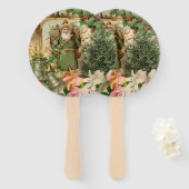 サンタクロースクリスマスアンティークビューティフルアート ハンドファン (正面&裏面)