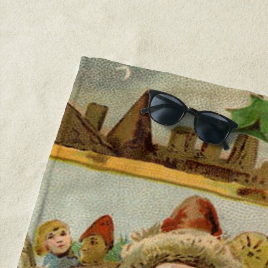 サンタクロースクリスマスアンティークビューティフルアート ビーチタオル (インサイチュ)