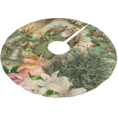 サンタクロースクリスマスアンティークビューティフルアート ブラッシュドポリエステルツリースカート (アングル)