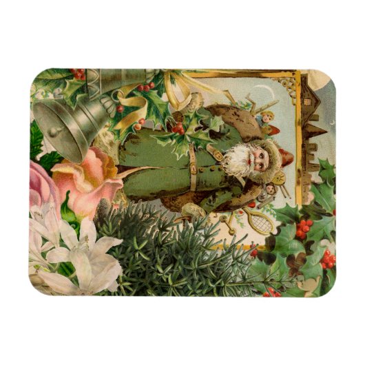 サンタクロースクリスマスアンティークビューティフルアート マグネット (横)