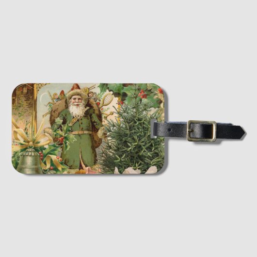 サンタクロースクリスマスアンティークビューティフルアート ラゲッジタグ (正面横)