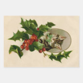 サンタクロースクリスマスアンティークビューティフルアート ラッピングペーパーシート (正面3)